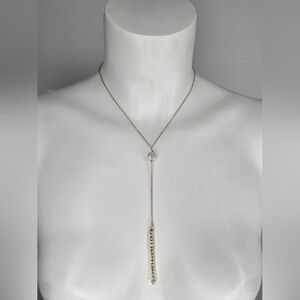 OM and Elegant Barroco Pearl And Crystals In Gold Chain Necklace